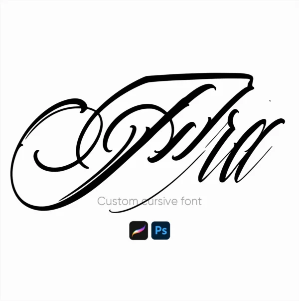 Tattoo Cursive Font – Ornamental Script Lettering for Procreate & Photoshop